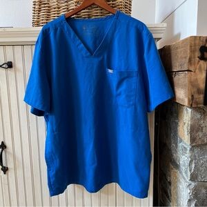 Figs Men's Scrub Top Royal Blue Size XXL 2XL